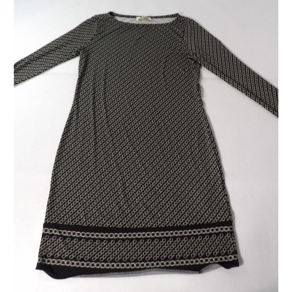 Michael Kors Dress Sz Small Shift Chain Link Pattern Black Gray Knee Length Arts - Picture 6 of 12